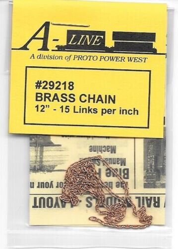 A-Line 29218 - HO Brass Chain - 12 Inches - 15 Links Per Inch