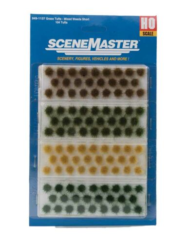 Walthers SceneMaster 1137 - HO Grass Tufts - 1/4 inch - Short Mixed Weeds (104pcs)