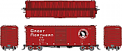 Rapido 155002-3 - HO 40Ft Boxcar w/ Early Improved Dreadnaught Ends - Great Northern (Chinese Red) #21536