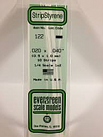 Evergreen Scale Models 122 Opaque White Polystyrene Strips 14in .02x.04 (10pcs pkg)