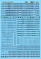 Microscale 90107 - HO Alphabets - Railroad Gothic - Blue - Waterslide Decals