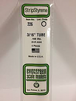 Evergreen Scale Models 226 - OD Opaque White Polystyrene Tubing .188In x 14In (4 pcs pkg)
