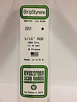 Evergreen Scale Models 222 - OD White Polystyrene Rod .062In x 14In (8 pcs pkg)
