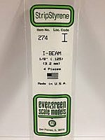 Evergreen Scale Models 274 - Opaque White Polystyrene I-Beam .125In x 14In (4 pcs pkg)