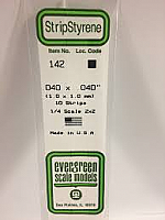 Evergreen Scale Models 142 Opaque White Polystyrene Strips 14in .04x.04 (10pcs pkg)