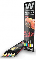 AK Interactive 10045 - Weathering Pencils - Basic Colors Shading & Demotion Set (5 Colors)