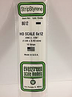 Evergreen Scale Models 8612 - Opaque White Polystyrene HO Scale Strips (6x12) .066In x .135In x 14In (10 pcs pkg)