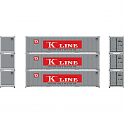 Athearn 63394 - HO 40Ft Smooth Side Containers - K-Line KKLU #2 (3pkg)