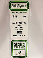 Evergreen Scale Models 241 - Opaque White Polystyrene Half Round .06In x 14In (5 pcs pkg)