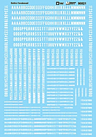 Microscale 90021 - HO Alphabets - Condensed Gothic - White - Waterslide Decals