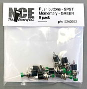 NCE 302 - BTN8 Momentary SPST Pushbutton - Green (8/pk)
