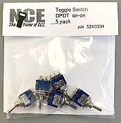 NCE 304 - TS5D On/On DPDT Toggle Switch - 125Volts - 5Amps (5pk)