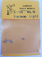 Juneco Scale Models C-116 Back Up Light - MLW Pyle Double Horizontal w/jewels, plastic (2/pkg)