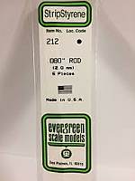 Evergreen Scale Models 212 - OD White Polystyrene Rod .08In x 14In (6 pcs pkg)