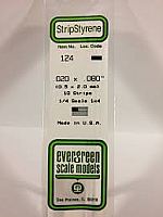 Evergreen Scale Models 124 Opaque White Polystyrene Strips 14in .02x.08 (10pcs pkg)