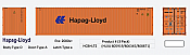 Aurora Miniatures HCBHLT2 - HO 40Ft Hi-Cube Dry Containers - Hapag-Lloyd (Small Logo) (3pk)