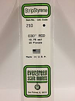 Evergreen Scale Models 210 - OD White Polystyrene Rod .03In x 14In (10 pcs pkg)