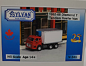 Sylvan Scale Models V-341 HO Scale - 1953/68 Diamond T734 Tandem Reefer Van - Unpainted and Resin Cast Kit 