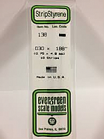 Evergreen Scale Models 138 Opaque White Polystyrene Strips 14in .03x.188 (10pcs pkg)