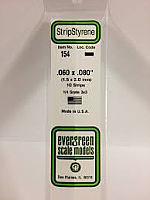 Evergreen Scale Models 154 Opaque White Polystyrene Strips 14in .06x.08 (10pcs pkg)