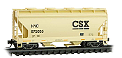 Micro Trains 09200521 - N Scale ACF 39Ft 2-Bay CF Covered Hopper - Round Hatches - CSX NYC (Tan) #875035