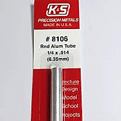K&S Engineering 8106 All Scale - 1/4 inch OD Round Aluminum Tube 0.014inch Thick x 12inch Long