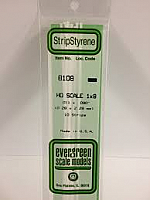 Evergreen Scale Models 8108 - Opaque White Polystyrene HO Scale Strips (1x8) .011In x .090In x 14In (10 pcs pkg)