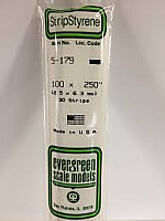 Evergreen Scale Models 179 Opaque White Polystyrene Strips 14in .10x.250 (6pcs pkg)
