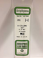 Evergreen Scale Models 281 - Opaque White Polystyrene H-Column .060In x 14In (4 pcs pkg)