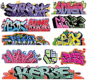 Blair Line 1258 - N Scale Modern Tagger Graffiti Decals - Set #9 (9pcs)