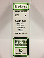 Evergreen Scale Models 221 - OD White Polystyrene Rod .047In x 14In (10 pcs pkg)