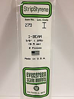Evergreen Scale Models 279 - Opaque White Polystyrene I-Beam .375In x 14In (2 pcs pkg) 