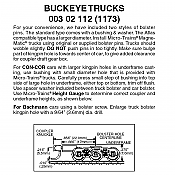 Micro Trains 003 02 112 - N Scale Buckeye 6-wheel Trucks w/ med. ext. couplers (1pair)