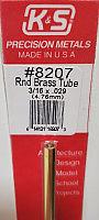 K&S Engineering 8207 All Scale - 3/16 inch OD Round Brass Tube - 0.029inch Thick x 12inch Long