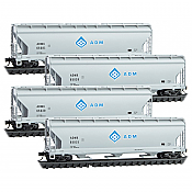 Micro Trains 99300186 - N Scale ACF 3-Bay CF Covered Hopper w/ Elongated Hatches - Archer-Daniels-Midland (4pkg)