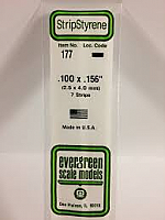 Evergreen Scale Models 177 Opaque White Polystyrene Strips 14in .10x.156 (7pcs pkg)
