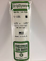 Evergreen Scale Models 186 Opaque White Polystyrene Strips 14in .125x.125 (6pcs pkg)