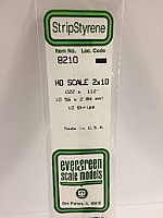Evergreen Scale Models 8210 - Opaque White Polystyrene HO Scale Strips (2x10) .022In x .112In x 14In (10 pcs pkg)