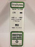 Evergreen Scale Models 178 Opaque White Polystyrene Strips 14in .10x.188 (7pcs pkg)