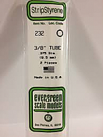 Evergreen Scale Models 232 - OD Opaque White Polystyrene Tubing .375In x 14In (2 pcs pkg)