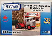 Sylvan Scale Models V-360 HO Scale - 1951-55 White Freightliner Single Axle Day Cab Trailer - Unpainted and Resin Cast Kit