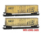 Micro Trains 98305026 - N Scale RTR 50Ft Boxcar w/8Ft Plug Door - No Roofwalk - Fruit Growers Express SCL #993642, 993606 (2-Pack Jewel Cases)