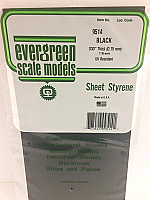 Evergreen Scale Models 9514 - Plain Opaque Black Polystyrene Sheet .030In x 6In x 12In (2 pcs pkg) 