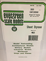 Evergreen Scale Models 2020 - Opaque White Polystyrene N Scale Freight Car Siding .020In x 6In x 12In (1 sheet pkg)