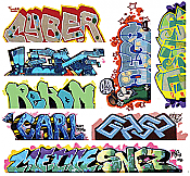 Blair Line 1261 - N Scale Modern Tagger Graffiti Decals - Set #12 (8pcs)