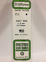 Evergreen Scale Models 211 - OD White Polystyrene Rod .04In x 14In (10 pcs pkg)