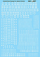 Microscale 90011 HO Scale - Alphabets - Extended Railroad Roman - White - Waterslide Decal