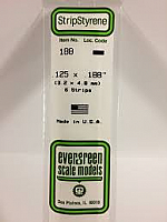 Evergreen Scale Models 188 Opaque White Polystyrene Strips 14in .125x.188 (6pcs pkg)