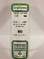 Evergreen Scale Models 118 Opaque White Polystyrene Strips 14in .015x.188 (10pcs pkg)