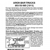 Micro Trains 003 02 000 - N Scale Arch Bar Trucks w/o couplers (1pair)
